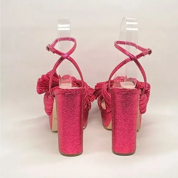 Loeffler Randall Natalia Pleated Bow Platform Sandals size 6